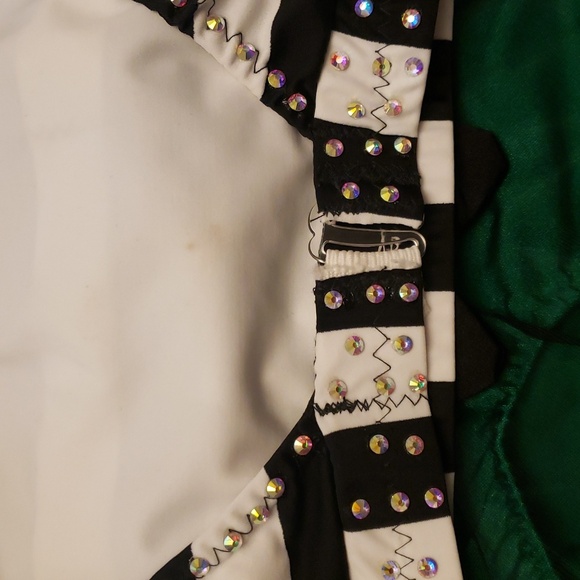 Striped Black and White Kids Dance  Costume Rhinestones Beetlejuice Waistress - Picture 14 of 16